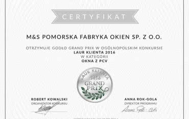 MS więcej niż OKNA wyróżniona w konkursie Laur Klienta 2016!